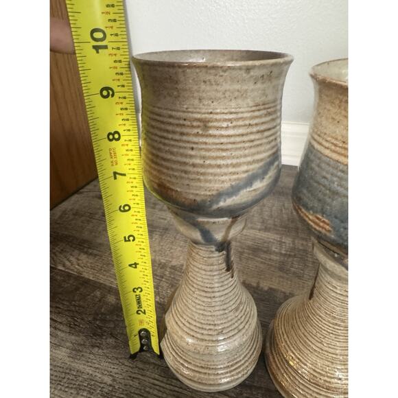 Studio Art Pottery Large Wine Goblet/Chalice 9 3/4” Set of 4 Handmade Glasses - Picture 4 of 16